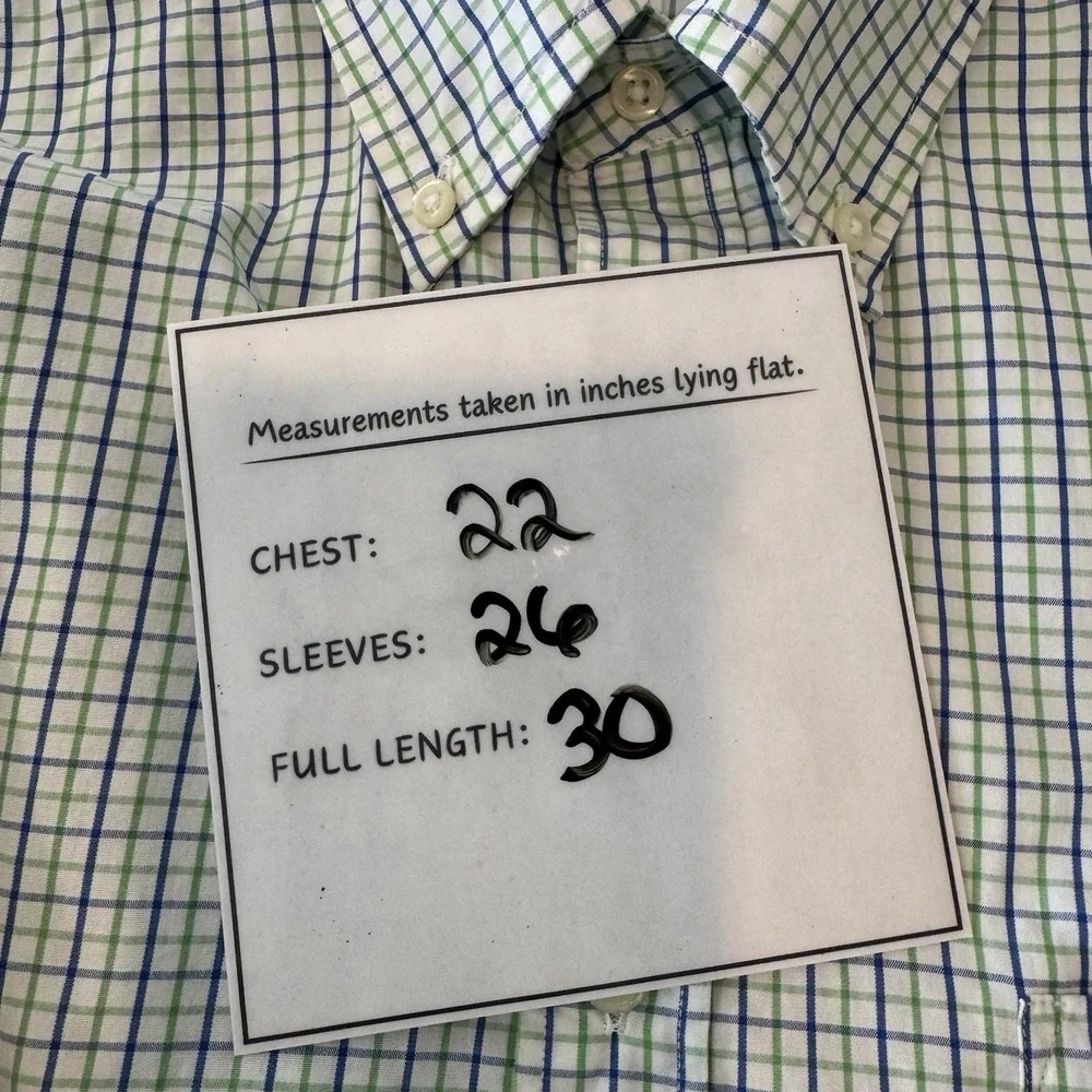 J.Crew Green Blue Plaid Button‎ Down Shirt 81708 Sz M 100% 2-Ply Cotton #192